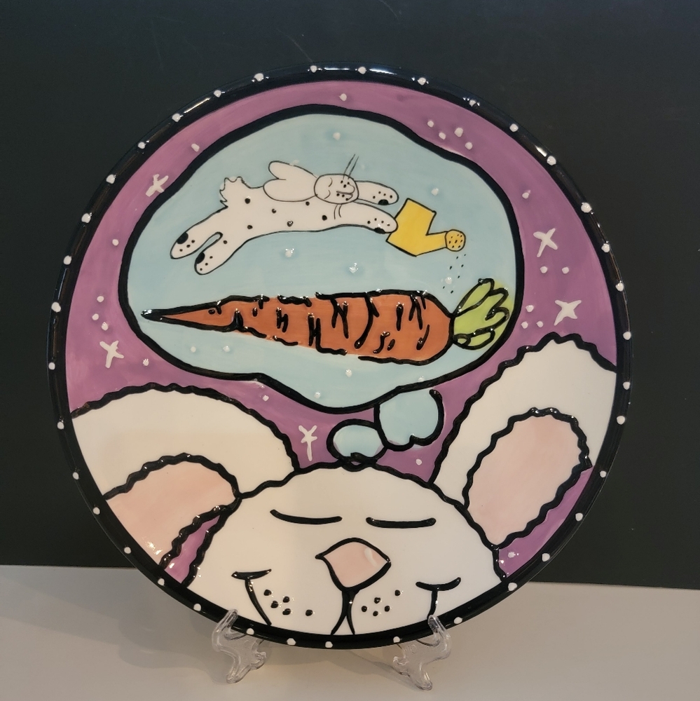 With Love Joanne Rabbit Dreams by Joanne delomba for Lotus 10" Plate Pre-owned
